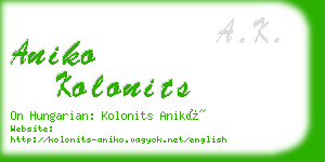 aniko kolonits business card